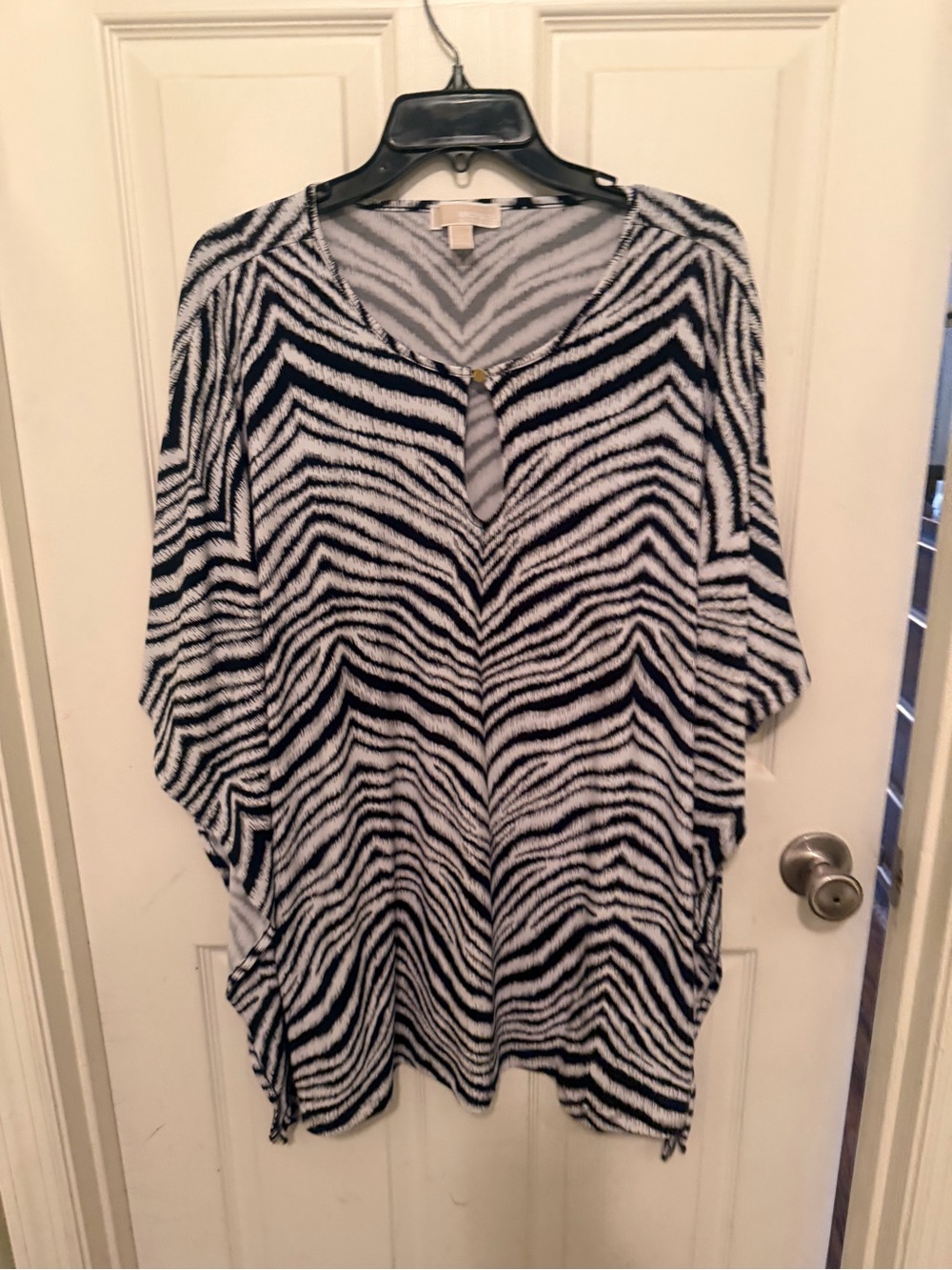 Michael Kors Black and White Zebra-Stripe Tunic